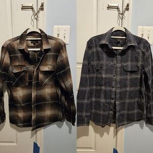 Plaid Button-Up Shirts - Brown and Black